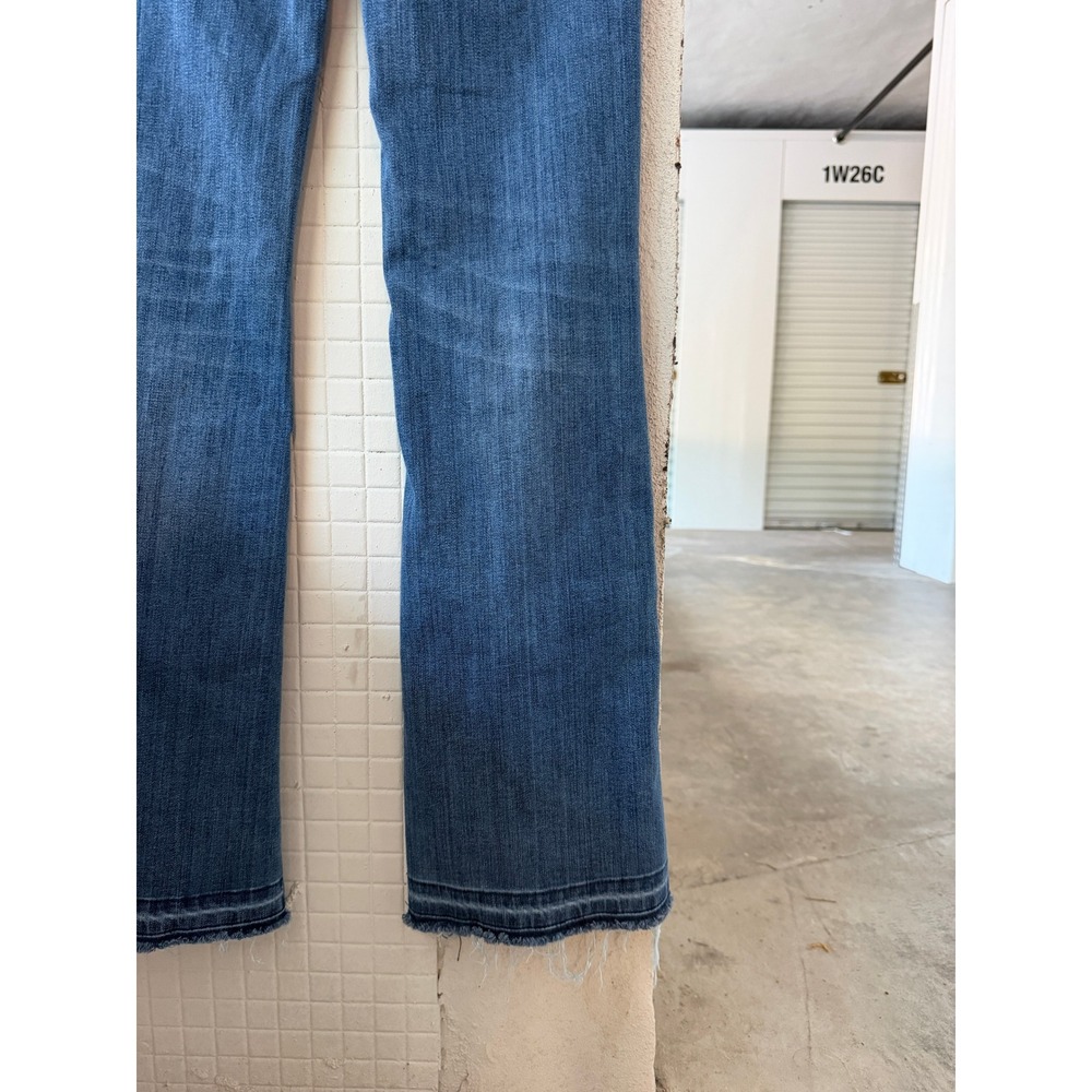 Pilcro Anthropologie‎ High Rise Bootcut Kick Flare Jeans Side Button Hem Blue 27 - Picture 7 of 9